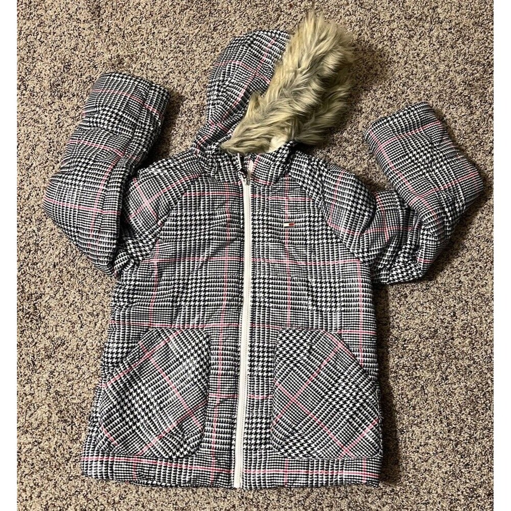 Tommy Hilfiger Kids, Hooded Puffer Coat, Multi Color 12-14